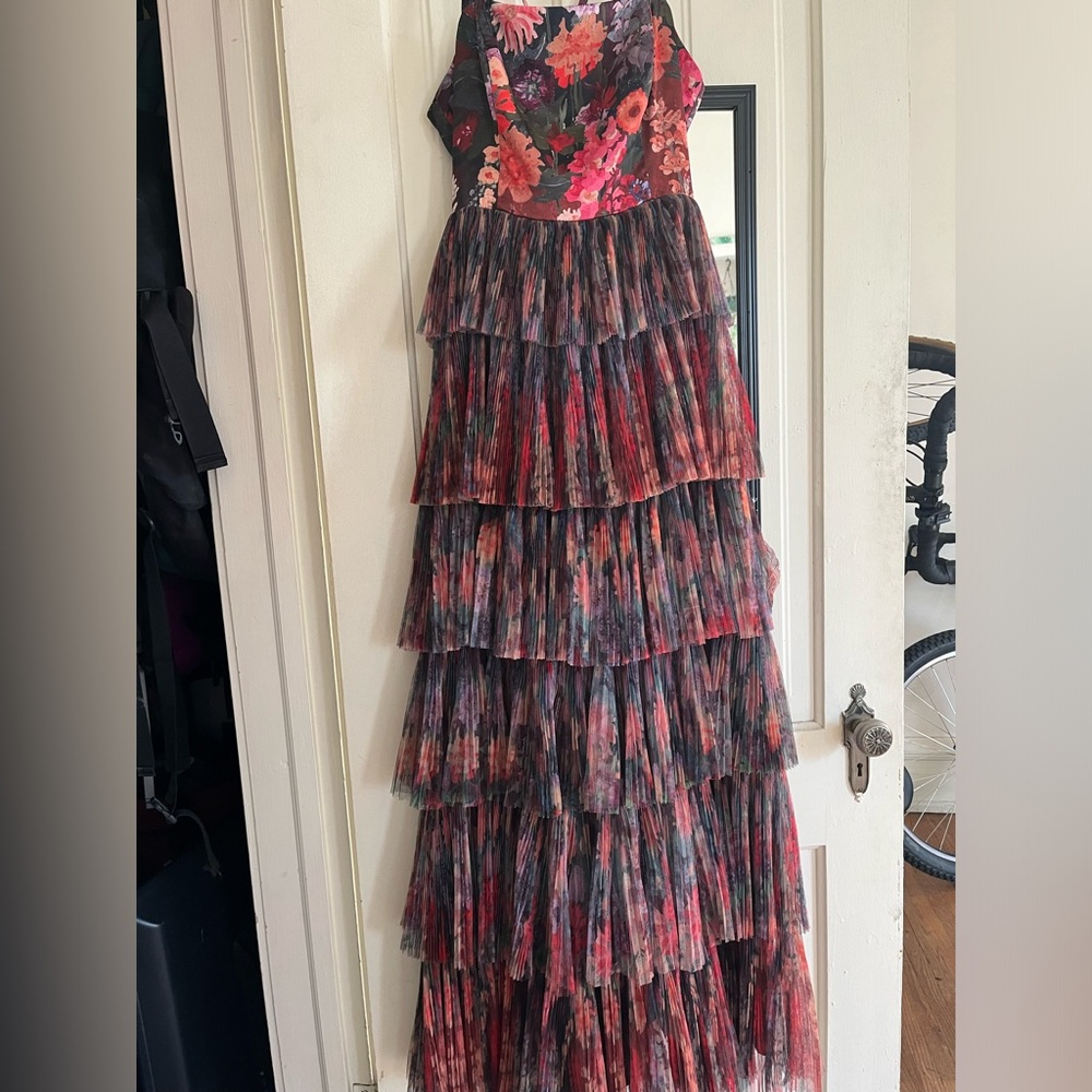 HUTCh size floral ruffle gown